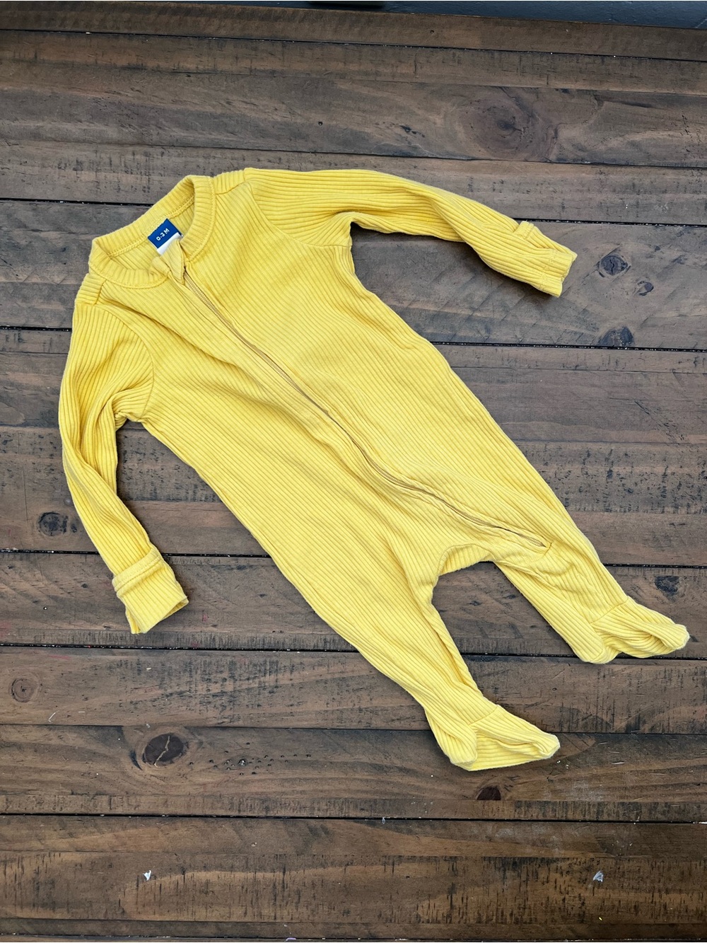Old Navy Yellow Ribbed Footed One-Piece Zipper PJ